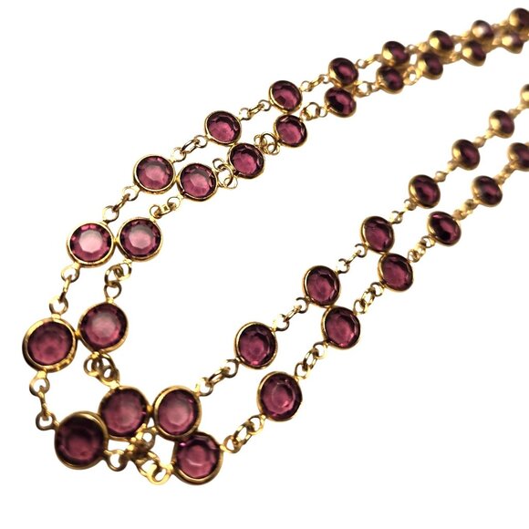 Beautiful Purple Swarovski Crystal Gold Filled Necklace 30" Long swan logo - Picture 9 of 11